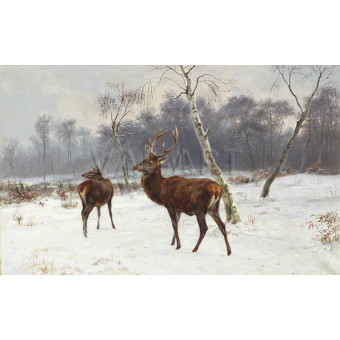 РЕПРОДУКЦИИ НА КАРТИНИ Елен и кошута в снежен пейзаж (1883)